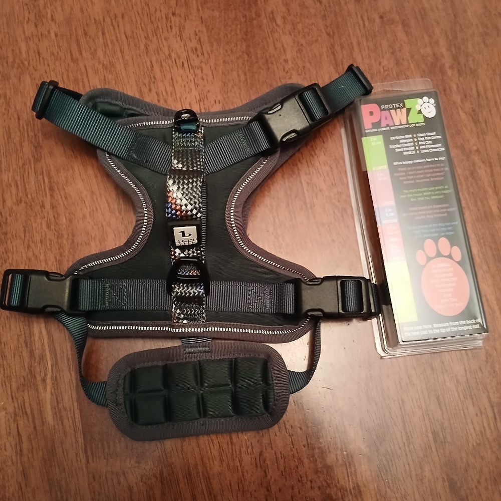 Bundle of Reflective Dog Harness and Rubber boots.